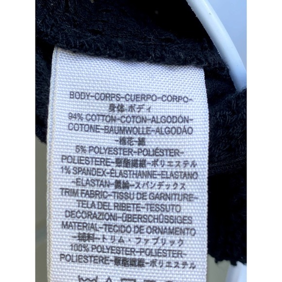 Free People Women’s Black Star Struck Tee Eyelet Open Back Crop Top Sz XS - Picture 11 of 11